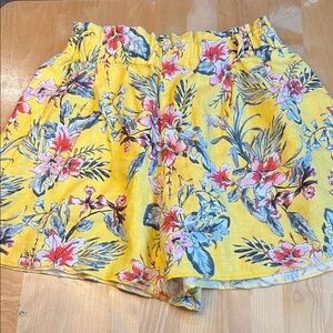 Zara Yellow Floral High-Waist Women’s Shorts
